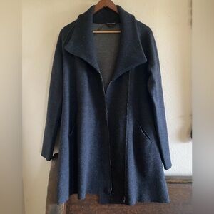 Eileen Fisher Boiled Merino Wool High Collar Zipper Jacket